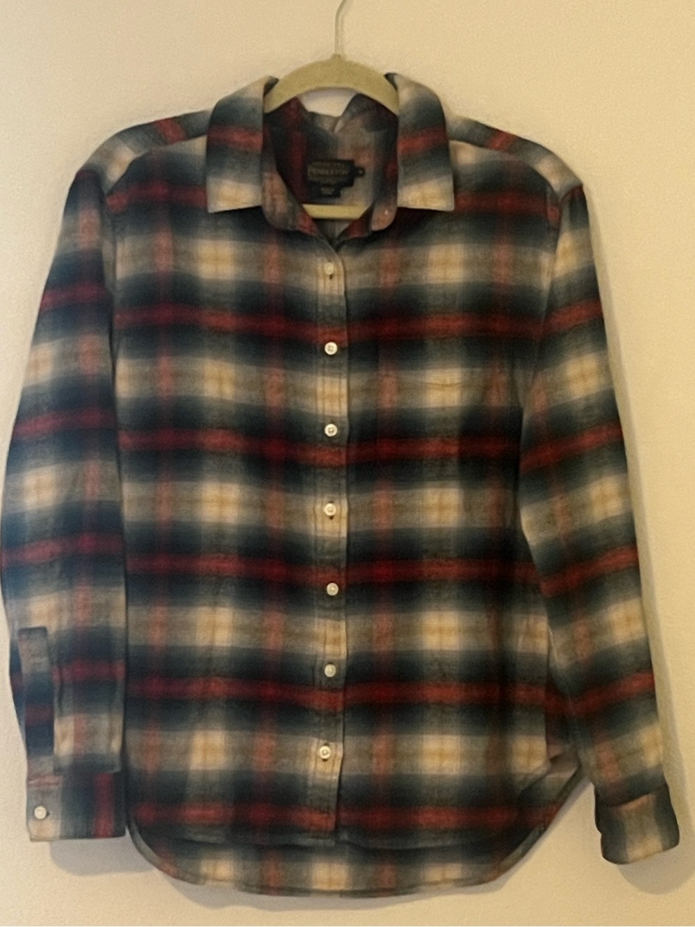 Pendleton Plaid flannel Button-Down Shirt in Green, Red, Cream